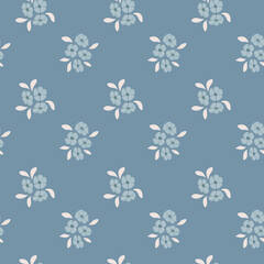 Seamless pattern with hand drawn flowers on white background. Vintage repeat background. Vector floral texture.