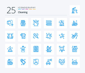 Cleaning 25 Blue Color icon pack including cleaning. broom. bucket. towel. clean