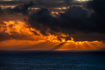 Amazing cloudy skies over the Atlantic Ocean at sunset