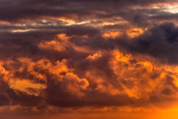 Amazing cloudy skies over the Atlantic Ocean at sunset