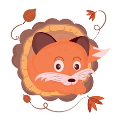 Isolated cute fox autumn animal Vector
