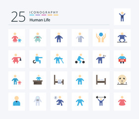 Human 25 Flat Color icon pack including world. care. man. priest. people