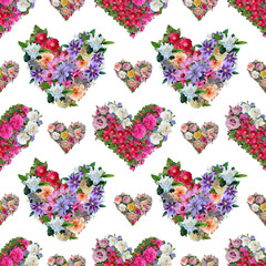 Floral Heart Seamless Pattern, Flower Heart Seamless Pattern, Heart Seamless Pattern, Heart Pattern, Valentines Day Seamless Pattern