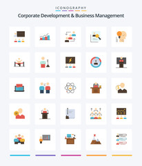 Creative Corporate Development And Business Management 25 Flat icon pack  Such As work. promotion. graph. ladder. advancement
