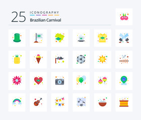 Fototapeta na wymiar Brazilian Carnival 25 Flat Color icon pack including country. brazil. brazil. flag. coffee