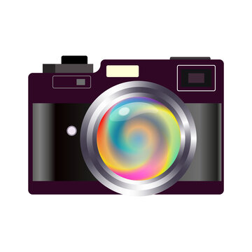 Retro camera with a great lens, in color long love. For web design and mobile app. png