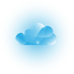 Blue abstract cloud on a white and blue background