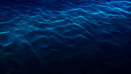 Technology background. Abstract digital particle wave. Futuristic dotted wave. Network connection structure. 3D rendering.