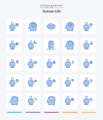 Creative Human 25 Blue icon pack  Such As human. avatar. eye. time. face