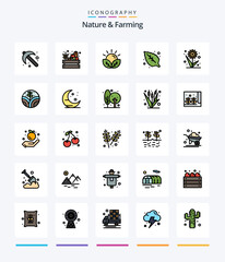 Creative Nature And Farming 25 Line FIlled icon pack  Such As flower. leaf. agriculture. green. garden