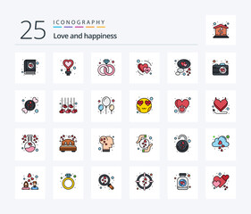 Love 25 Line Filled icon pack including love. chat. diamond. february. date