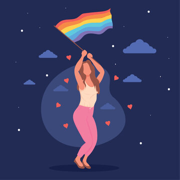 Lesbian Dancing With Flag