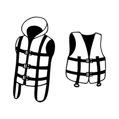Life jackets. Vector stock illustration eps10. Outline, isolate on white background. Hand drawn.