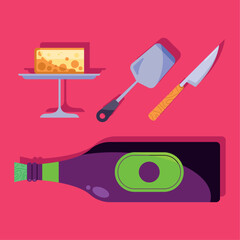 wine bottle and utensils