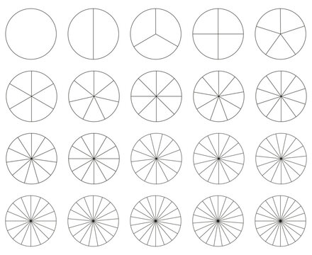 Pie Chart Template. Segment Slice Icon. Circle Section Graph Line Art. Infographic. Diagram Wheel Parts. Geometric Elements.