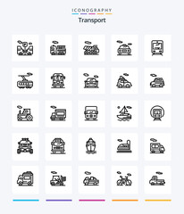Creative Transport 25 OutLine icon pack  Such As car. train. transport. smart. travel