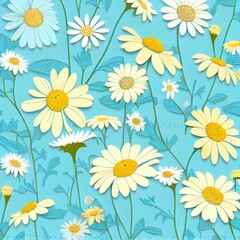 Fototapeta na wymiar Sunflowers wallpaper, light blue, generative ai