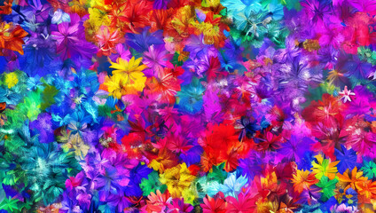 Fototapeta na wymiar Mixed colorful flowers background. Vibrant colors of mixed flowers backdrop