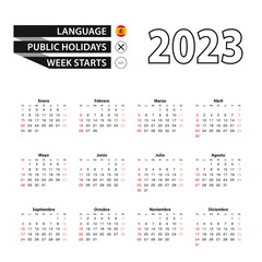 2023 calendar in Spanish language, week starts from Sunday.