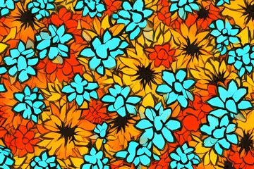 Gordijnen Mixed colorful flowers background. Vibrant colors of mixed flowers backdrop © Игорь Скобелев