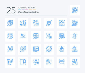 Fototapeta na wymiar Virus Transmission 25 Blue Color icon pack including learning. protect. drug. mask. epidemic