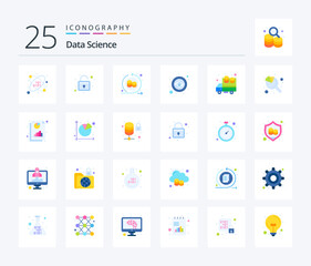 Data Science 25 Flat Color icon pack including graph. data. redo. big data. view