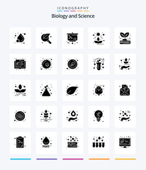 Creative Biology 25 Glyph Solid Black icon pack  Such As biology. succulent. search. plant. direct