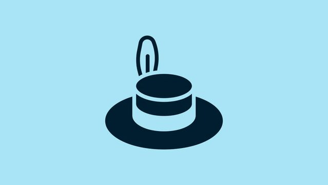 Blue Man hat with ribbon icon isolated on blue background. 4K Video motion graphic animation