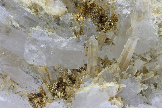native gold on clear quartz from Eagle Mine, Colorado