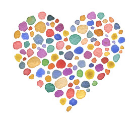 Png Watercolor dot heart shape.painting on tranparent background.