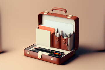 Briefcase with pencils, generative ai