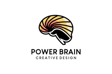 Brain logo design on sun light background