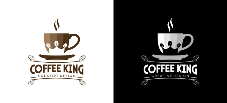 Coffee king logo design with creative retro concept