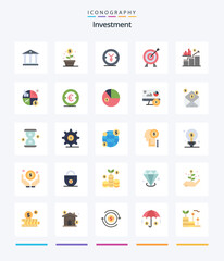 Creative Investment 25 Flat icon pack  Such As investment. money. coin. investment. target