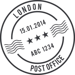 British mail round stamp. Post office label