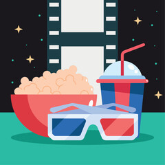 cinema 3d glasses and food