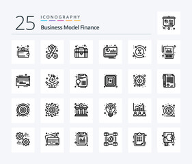 Finance 25 Line icon pack including forecast. financial. spending. chart. private