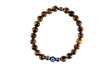 Hamsa bracelet with evil eye and brown beads
