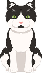 Fluffy cat icon. Cartoon smiling pet sitting