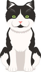 Fluffy cat icon. Cartoon smiling pet sitting