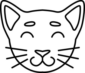Cat face icon. Smiling pet head line symbol
