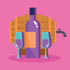 wine bottle with barrel