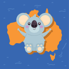 australian koala in map