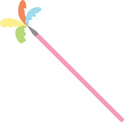 Color feather stick. Pet toy cartoon icon