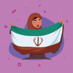 iranian woman with flag
