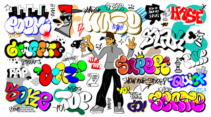 graffiti lettering text doodles , vector isolated design element