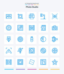 Creative Photo Studio 25 Blue icon pack  Such As video. studio. photo. photography. aperture