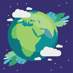 earth planet with leafs