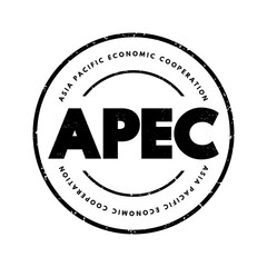 APEC Asia Pacific Economic Cooperation - inter-governmental forum for economies in the Pacific Rim that promotes free trade throughout the Asia-Pacific region, acronym text concept stamp