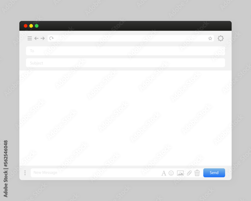 Poster new message browser window. email interface for mobile phone, tablet and computer, internet message 